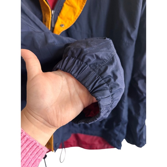 Eddie Bauer Mens Navy Red Yellow Colorblock Hooded Windbreaker Jacket Size M - Picture 6 of 7